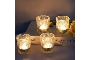Woho 12Pcs Clear Votive Candle Holders Glass, Glass Tealight Candle Holder for Table Centerpiece, Vintage Tea Lights Candle Holder Decor for Wedding Table, Birthday Christmas Party