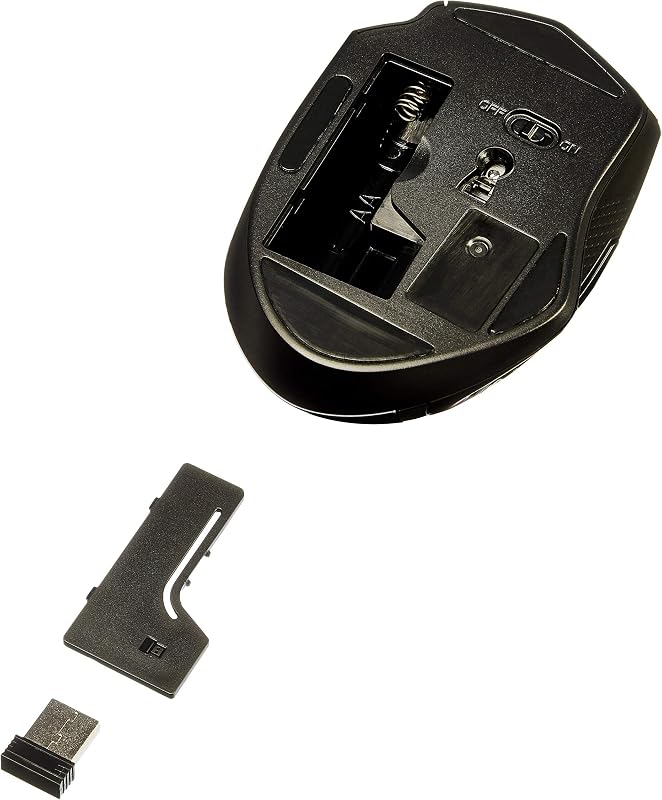 Amazon Basics Mouse sem fio ergonômico, DPI ajustável, preto