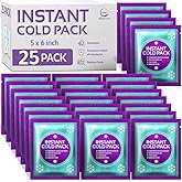 25 Packs Instant Ice Cold Pack (6” x 5”) - Disposable Instant Ice Packs for Injuries | Cold Compress Ice Pack for Pain Relief, Swelling, First Aid & Outdoor Activities