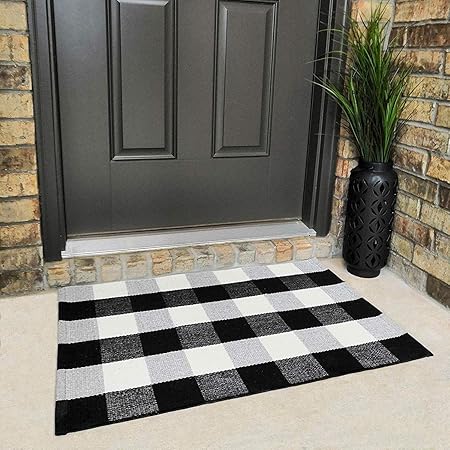 Tappeto Plaid In Cotone Di Bufalo Nero E Bianco Lavabile A