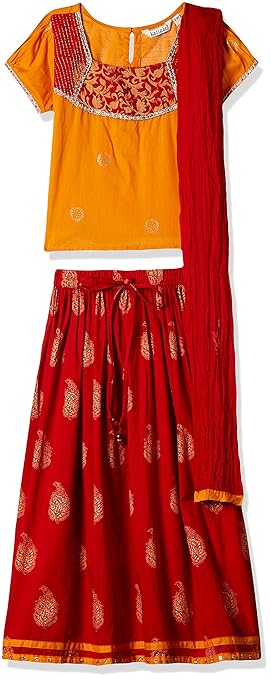 Girls' A-line Regular Fit Cotton Salwar Suit Set