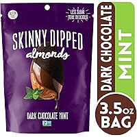 Wild Things Skinny Dipped Almonds Dark Chocolate Mint Covered Almonds, Gluten Free, Low Sugar Snacks, 3.5 oz Resealable Bag