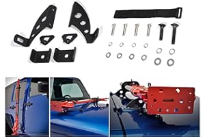 EnRand Hi Lift Jack Mount Hood Hinge/Door Hinge Bracket for Jeep Wrangler 2007-2022 JK JL Unlimited 2/4 Doors