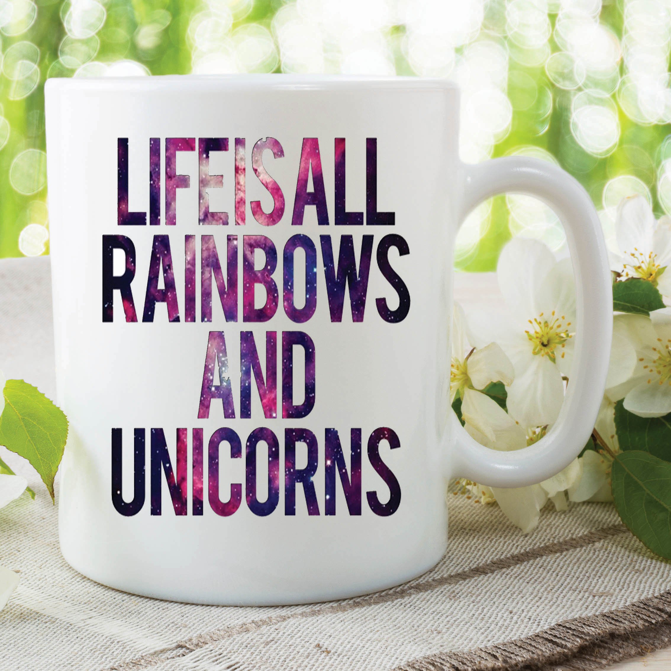 Funny Novelty Mug Life Rainbows and Unicorns Joke Work Office Cup Gift WSDMUG450