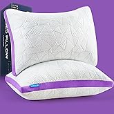 BETU Cooling King Size Pillows Set of 2, Shredded Memory Foam Cool Pillows for Hot Sleepers, Adjustable Firm Soft Support Bed Pillow Perfect for Back Neck Pain and Side Sleeping with Cover, Purple
