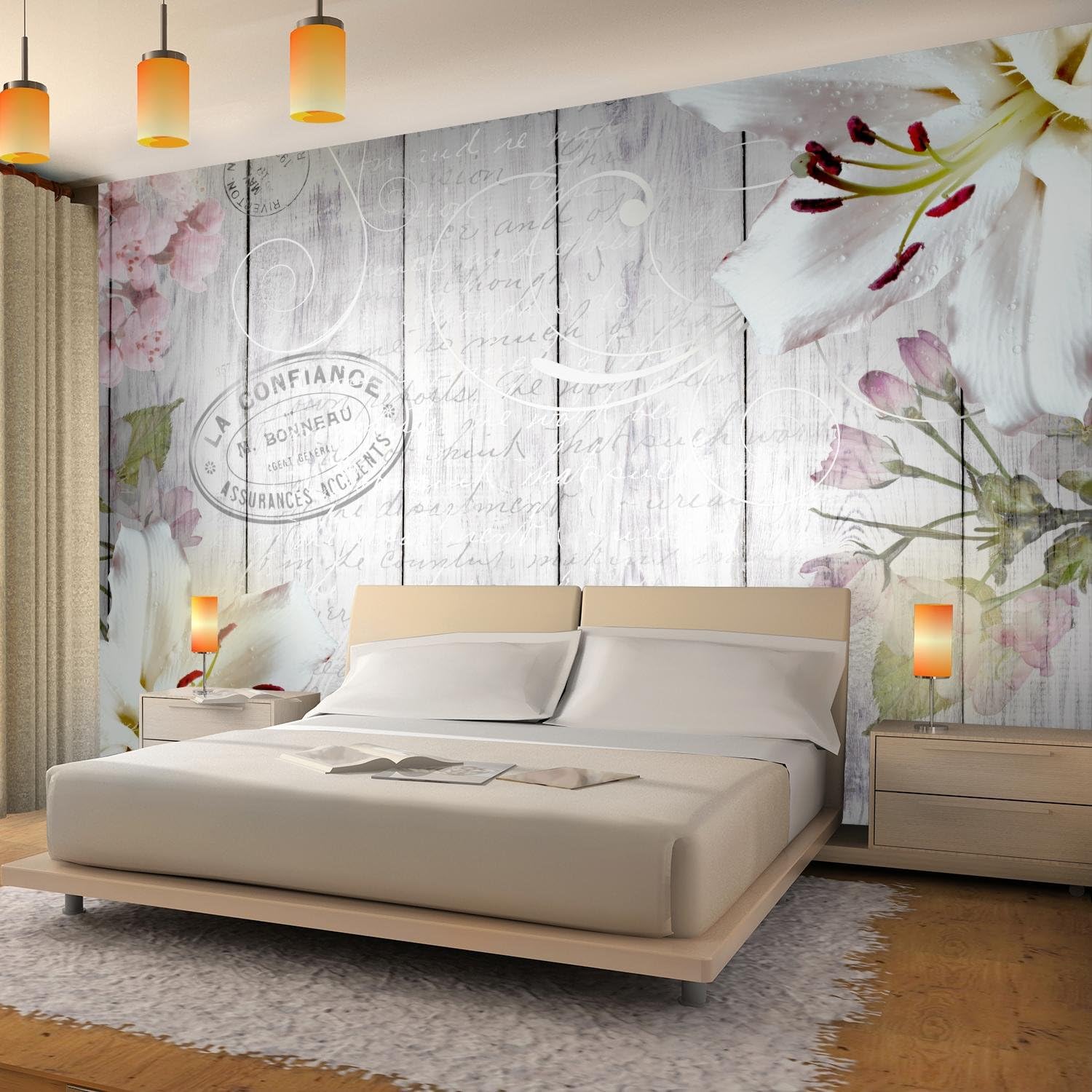 Runa Art Photo Wallpaper Flowers Vintage Lillien 352 x 250 cm Non-Woven Wall Art XXL Moderne Living Room Bedroom Gray 9117011a - Image 4