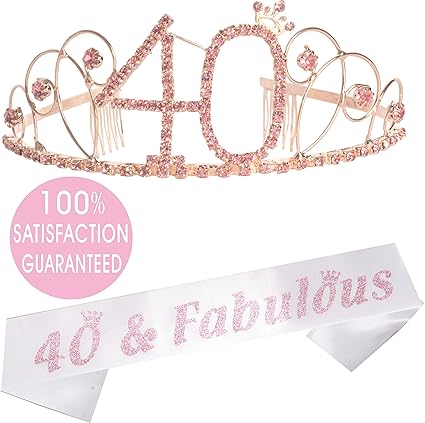 Amazon Com 40th Birthday Tiara And Sash Happy 40th Birthday