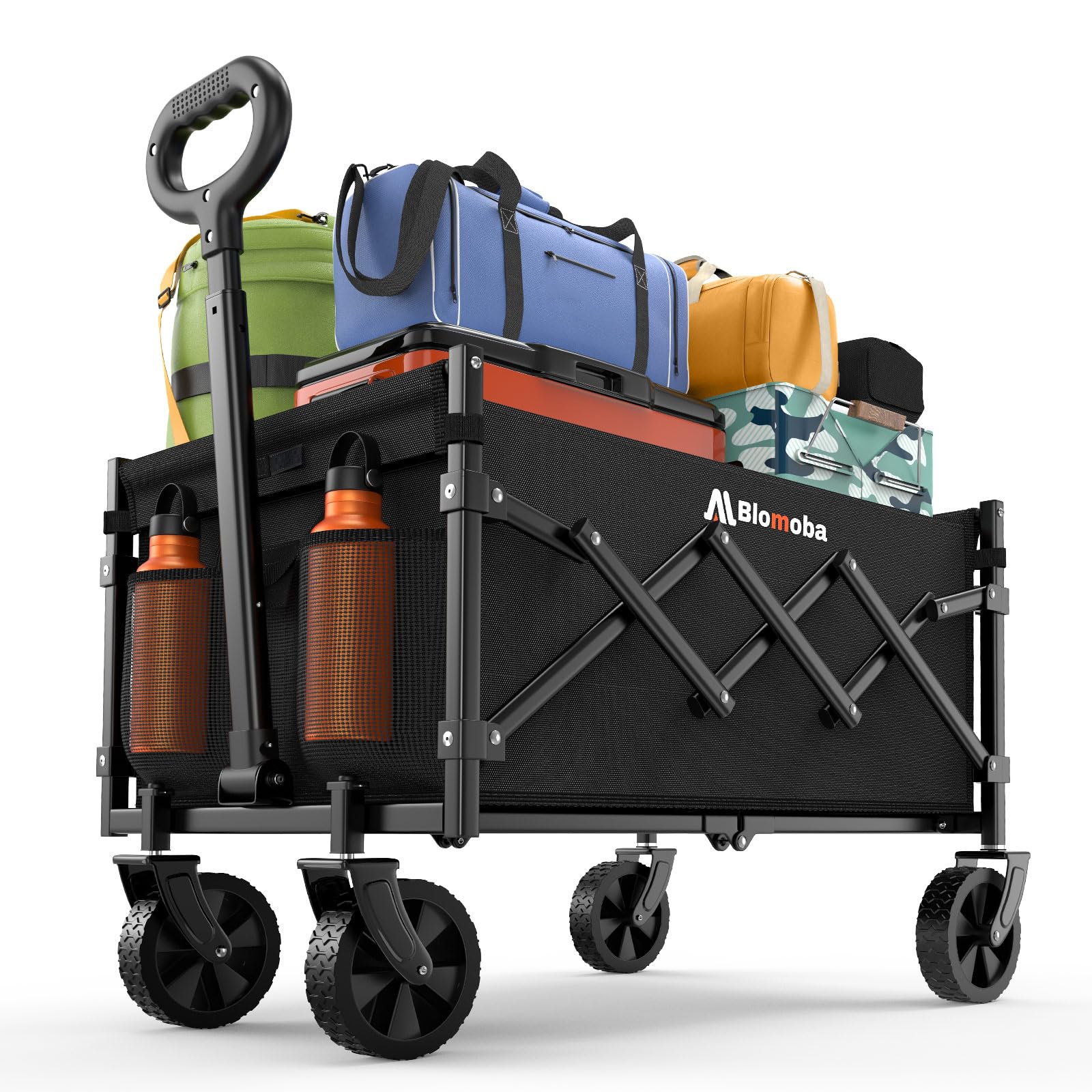 Photo 1 of Collapsible Wagon with Wheels, 220 lbs Wagons Carts Foldable Wagon Cart with Flexible Handle, Lightweight Portable Folding Utility Grocery Shopping Cart for Grocery Sports Garden Camping
