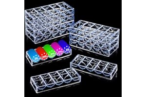 Pumtus 10 Pack Poker Chip Tray Racks, Clear Thick Plastic Casino Chip Case, Each Holds 100 Chips, Standard Size Chips Holder,