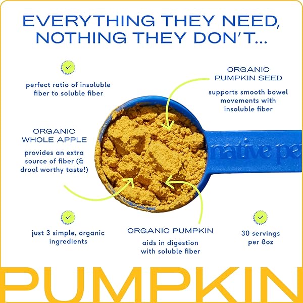 NATIVE PET ORGANIC PUMPKIN FOR DOGS (8 OZ) – ALL-NATURAL, ORGANIC FIBER FOR DOGS – MIX WITH WATER TO CREATE DELICIOUS PUMPKIN PUREE – PREVENT WASTE WITH A CANNED PUMPKIN ALTERNATIVE! (8 OZ)