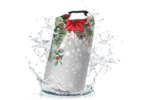 Cliduli Waterproof Dry Bag,Roll Top Christmas Poinsettia Flower Pine Cones Waterproof Backpack 5L/10L/20L Floating and Lightweight Bags for Kayaking, Boating, Fishing, Swimming and Camping