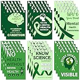 24 Pcs Mental Health Awareness Spiral Notebooks Mental Health Awareness Survivor Gift Green Ribbon Mini Notebook Know Science No Stigma Notebook Inspirational Notebook for Public Charity Events