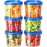 BiuLeon 6 Pack-24 oz Freezer Storage Containers, Plastic Food Storage Containers with Twist Top Lids, BPA Free and Reusable Soup Containers with Lids, Leakproof/Microwave/Dishwasher Safe