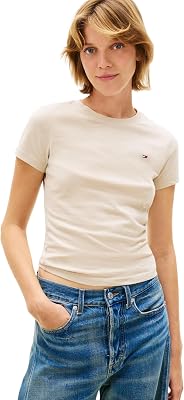 TJW Lot de 3 t-Shirts à col en C DW0DW22175 S/S pour Femme, Multicolore (Noir/écru/Sable du golfe), S, Multicolore (Noir/écru/Sable du golfe), S