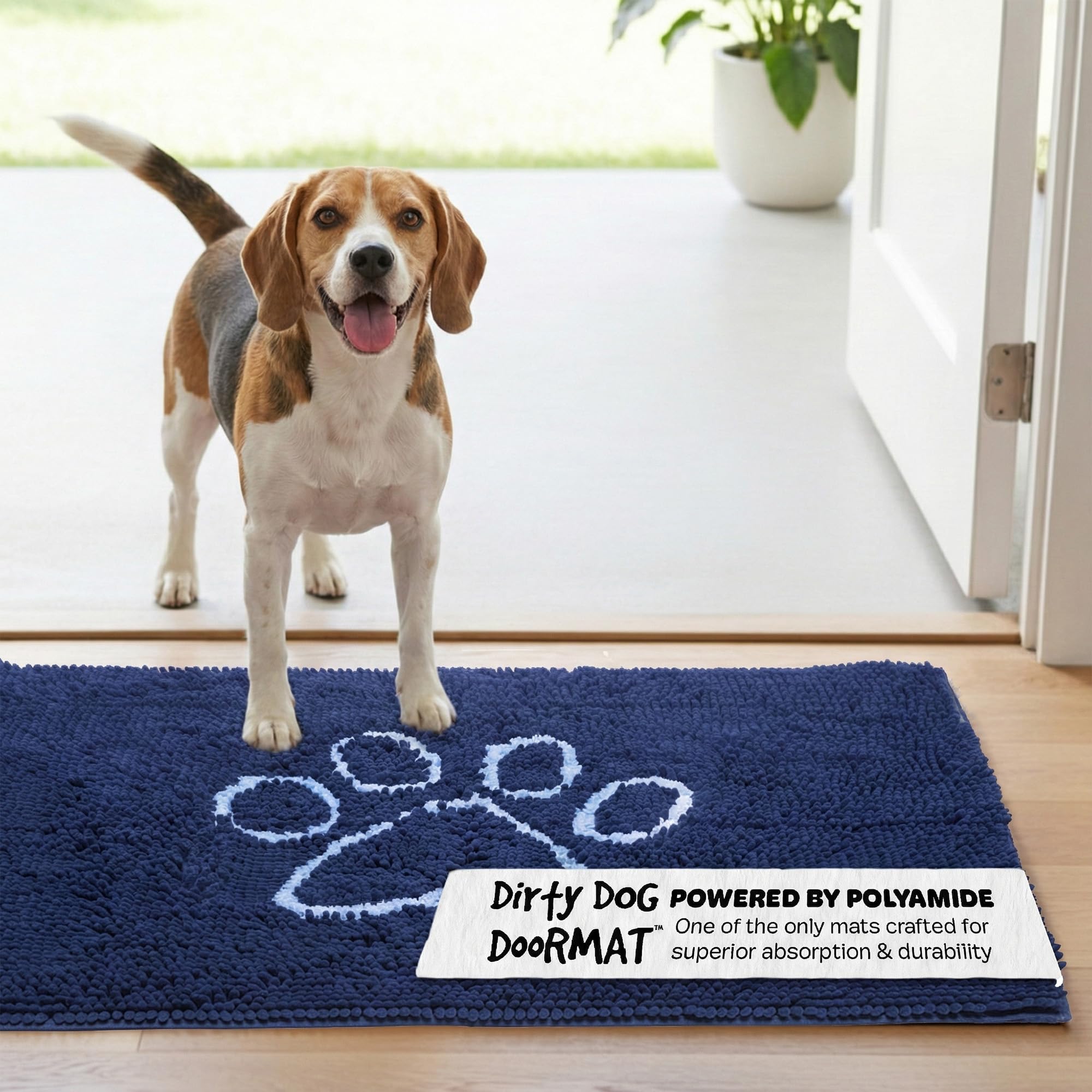 Dog Gone Smart Dirty Dog Microfiber Doormat, Super Absorbent Machine Washable with Non-Slip Backing, Medium, Bermuda Blue
