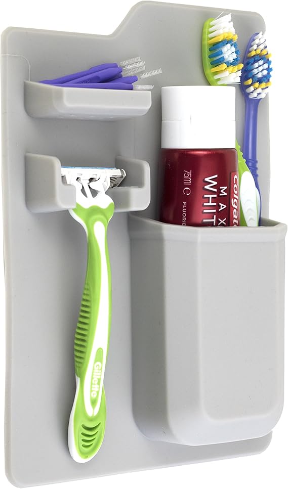 Bathroom Storage Toothbrush Holder, Wall Mounted Silicone Toothpaste