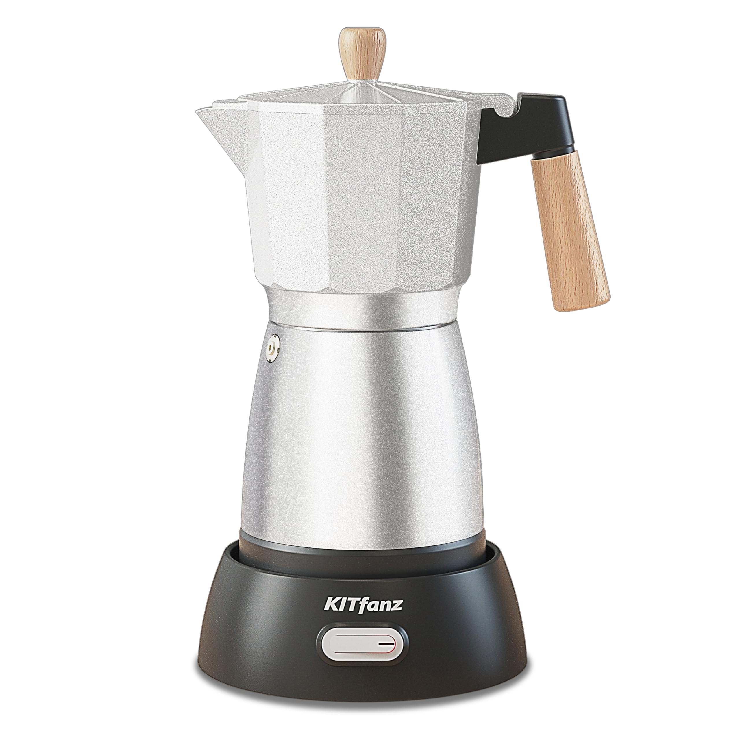 Photo 1 of KITfanz Electric Espresso Coffee Maker, Italian Coffee Pot, Electric Moka Pot, Cuban Coffee Maker, Portable Cafeteras Electricas Espresso Makers with Detachable Base 3 or 6 Cup