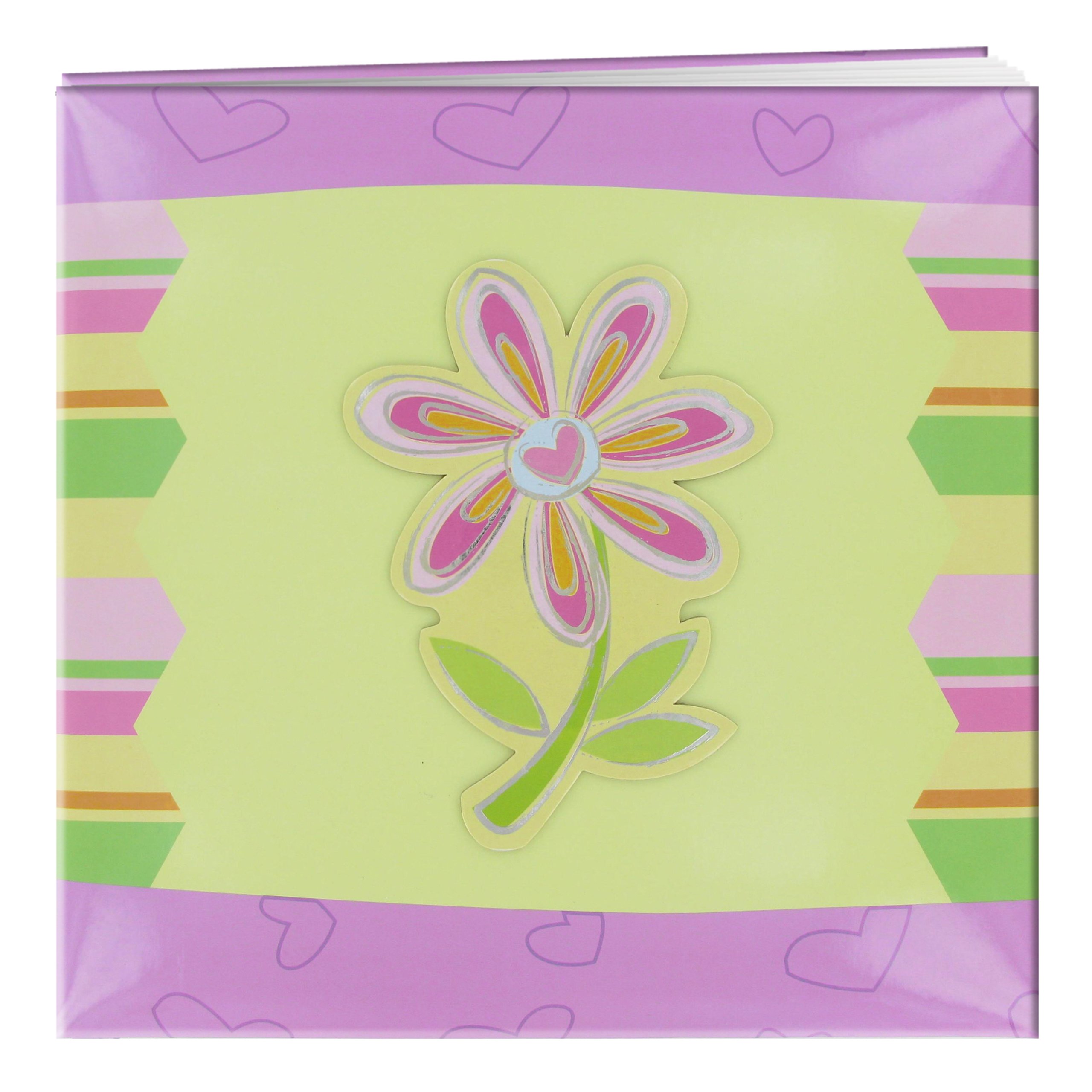 Pioneer 3D Applique Striped Post Bound Album 12"X12"-Flower