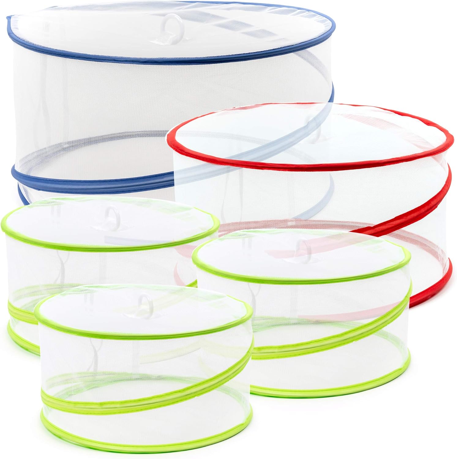 5 Stück Pop Up Abdeckhaube Fliegenhaube Fliegenschutz, Kuchenabdeckung, Faltbar & Wiederverwendbare - Lebensmittel Abdeckung, Insektenschutzhaube für Indoor Outdoor Picknick Sommer BBQ Speisen Obst.