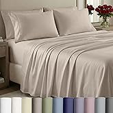 California Design Den Thick and Natural 100% Cotton Sheets Queen Size Set - 1000 Thread Count Sateen, Deep Pocket Queen Sheets, Durable Bedding Set - Beige (Sand Tone)
