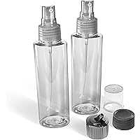 VViViD Empty Clear Plastic BPA-Free 4 Ounce Spray Bottles w/Twist Cap, Mist Spray Cap & Flip Spout Cap (2 pack)