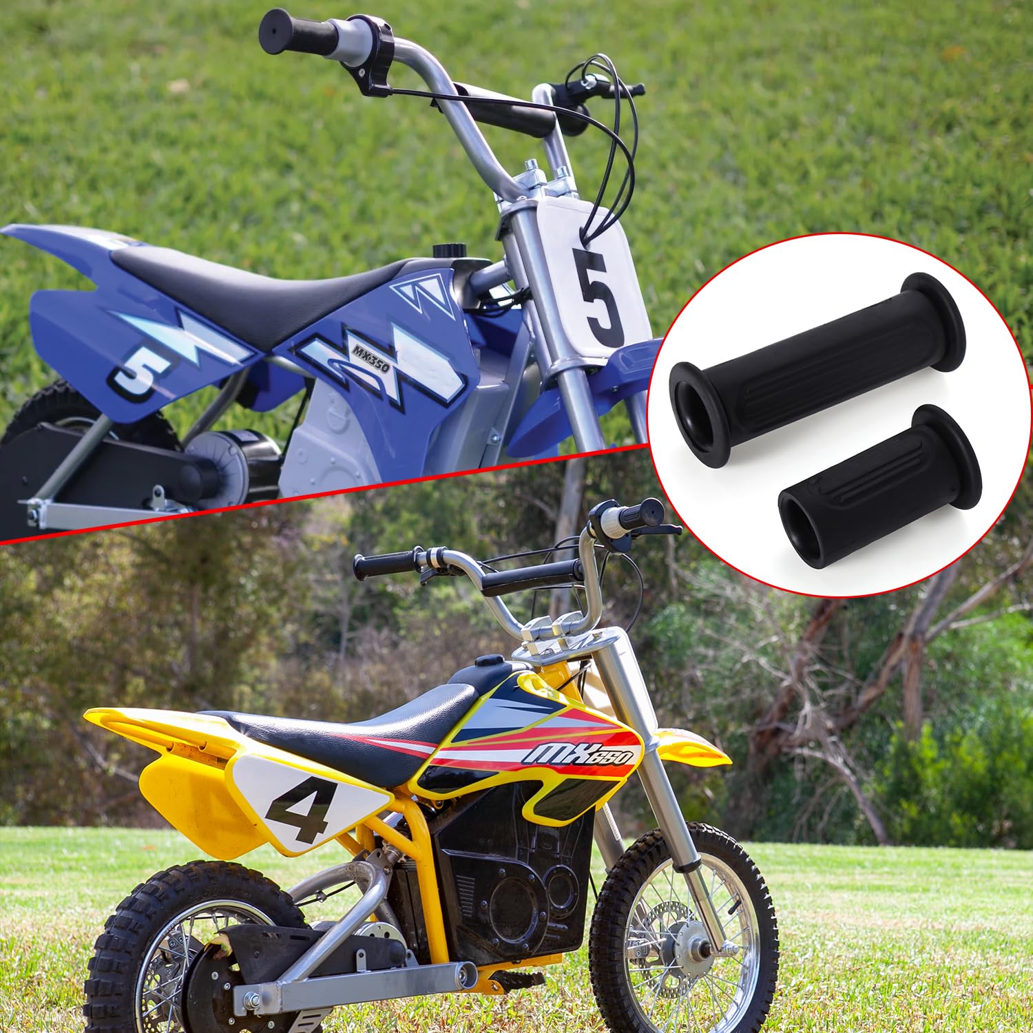 KAMIER Handlebar Grips for Razor MX350 MX400 MX650 MX500 SX500 Mcgrath Dirt Bike E325 E300 E200 E100 Pocket Mod Electric Scooter Dirt Quad 4 Wheeler RSF650 Off Road Motocross Mini Pocket Bike Parts