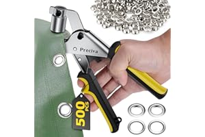 Preciva Grommet Tool Kit of 3/8 Inch, Portable Handheld Hole Punch Pliers (10mm) Grommet Kit, Hand Press Machine Manual Punch