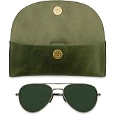 TheAntiq Leather Sunglasses Case Genuine Eyeglass Holder Reading Glasses Protector Vintage Eyewear Storage for Men and Women