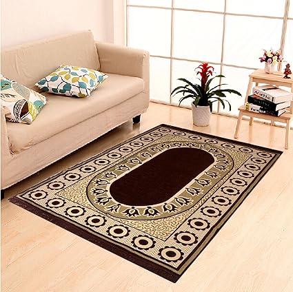 Home Elite Ethnic Velvet Touch Abstract Chenille Carpet - 55x80, Maroon
