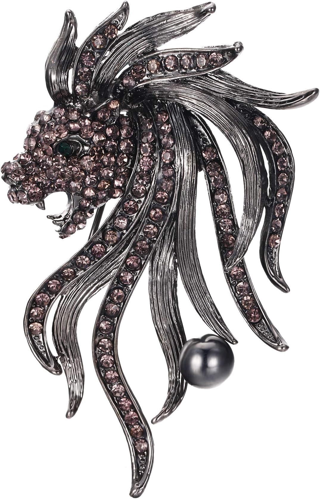 Clearine Women's Gothic Stylish Crystal Simulated Pearl Raging Horse Brooch Pin
