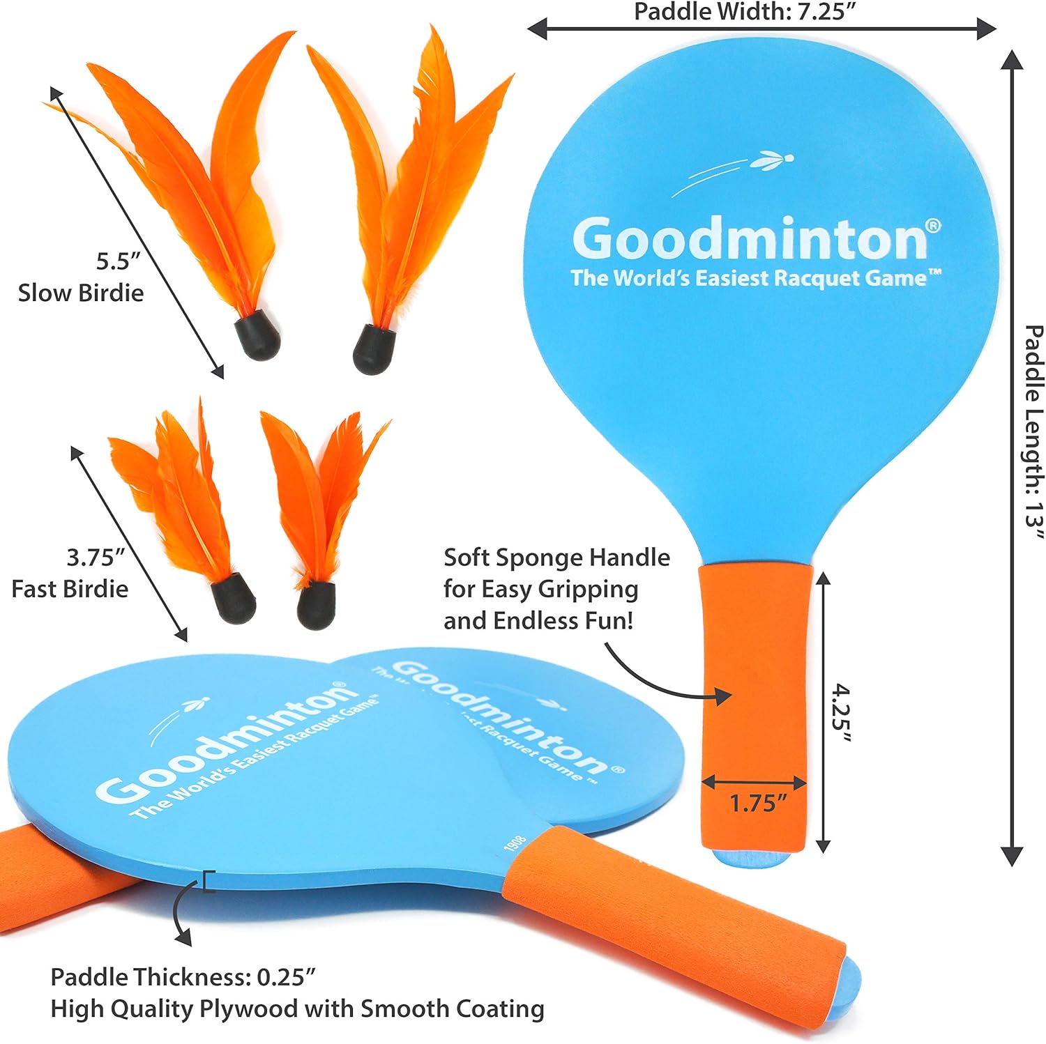 VIAHART Goodminton | The World's Easiest Racquet Game | an Indoor Outdoor Year-Round Fun Paddle Game Set for Boys, Girls, and People of All Ages : Sports & Outdoors
