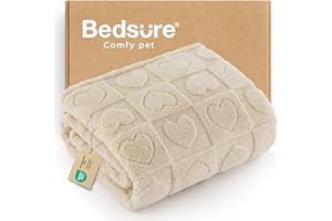 Bedsure Dog Blankets for Small Dogs Washable - Fluffy Fuzzy Cat Puppy Blanket with Premium 300GSM Coral Fleece Soft for Pet Kitten Doggy, White, 25x35IN