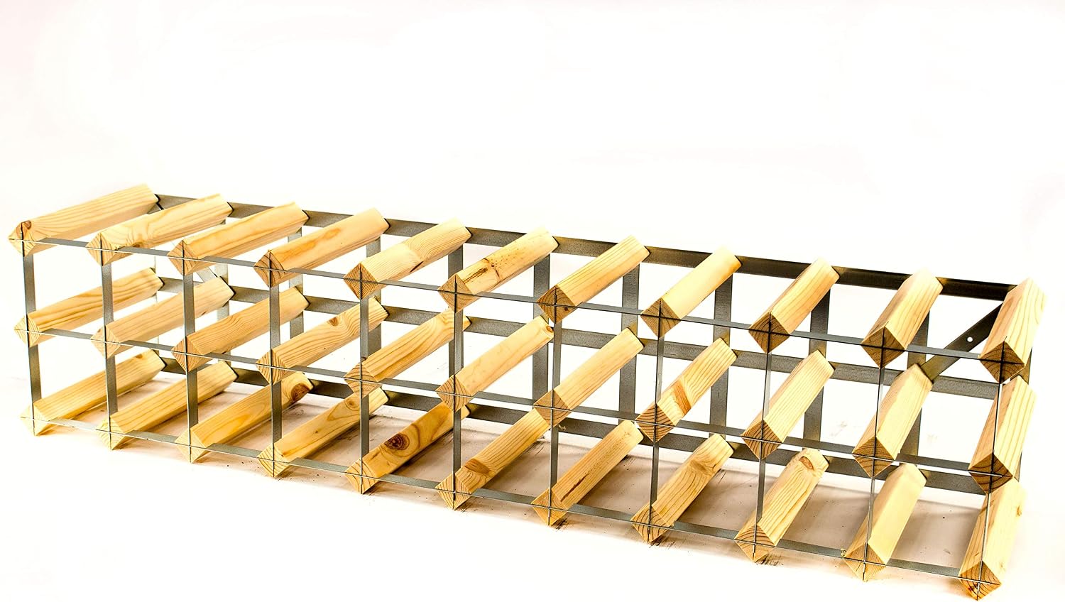 Classic 20/30 Bottle Cupboard top Pine Wood and galvanised Metal Wine Rack Ready Assembled, Beige, 23.3 x 100.6 x 23 centimetres - Image 3