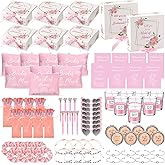 Nuogo 88 Pcs 8 Sets Bridesmaid Proposal Gift Wedding Bridesmaid Box Set Maid of Honor Gift Include Box Candle Invited Cards Scrunchies Hair Elastics Ties Knotted Bracelets Diamond Pens(Pink,Fresh)
