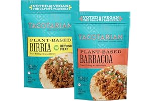Tacotarian Variety Pack of 2 – Taco Starter Kit with 1 Barbacoa & 1 Birria | Plant Based Gluten Free Jackfruit Meat | Beyond Meat Inspired Taco Filling | 20 oz - 2 Packs (10 oz Each)