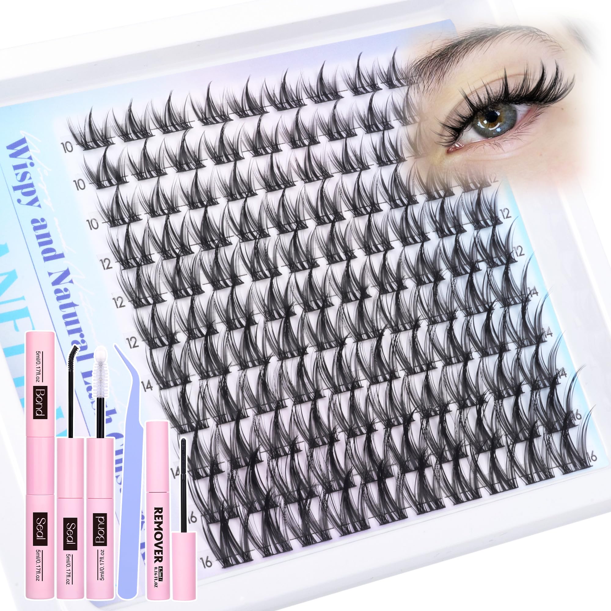 Photo 1 of Manga Lash Clusters Kit Wispy Lash Extension Kit Fairy Eyelash Clusters Natural Cluster Eyelash Extensions Kit with Lash Bond and Seal and Lash Remover DIY Individual Lashes Clusters by Lanflower