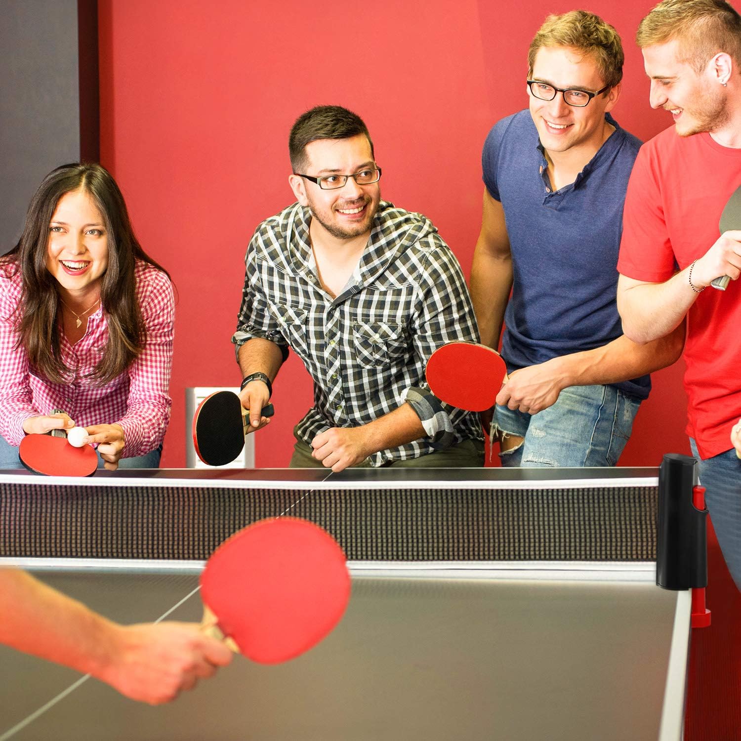 All-in-One Portable Table Tennis Set, Portable Carry Retractable Telescopic Table Top Tennis Net Rack with Table Tennis Racket Ping Pong for Indoor Outdoor Anywhere Entertainment Game Sports Gift : Sports & Outdoors