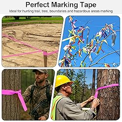 MOWPOG 5 Pack Pink Flagging Marking Tape, 1" x