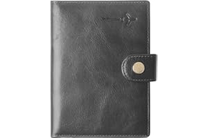 BORGASETS Genuine Leather Passport Case, RFID Passport Cover with Credit Card Holder for Women and Men Family ID Travel