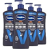 Vaseline Men Cooling Hydration 3-in-1 4 Pack for Dry Skin Face, Hands & Body Lotion for Men with Menthol & Ultra-Hydrating Lipids 20.3 oz