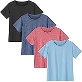 MTTYYD 4 Pack Boys T Shirts Short Sleeve Shirts for Kids Youth Athletic Tops Quick Dry Moisture Wicking (Age 6-16Y)