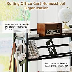 ybaymy Book Carts with Wheels Library Rolling Book