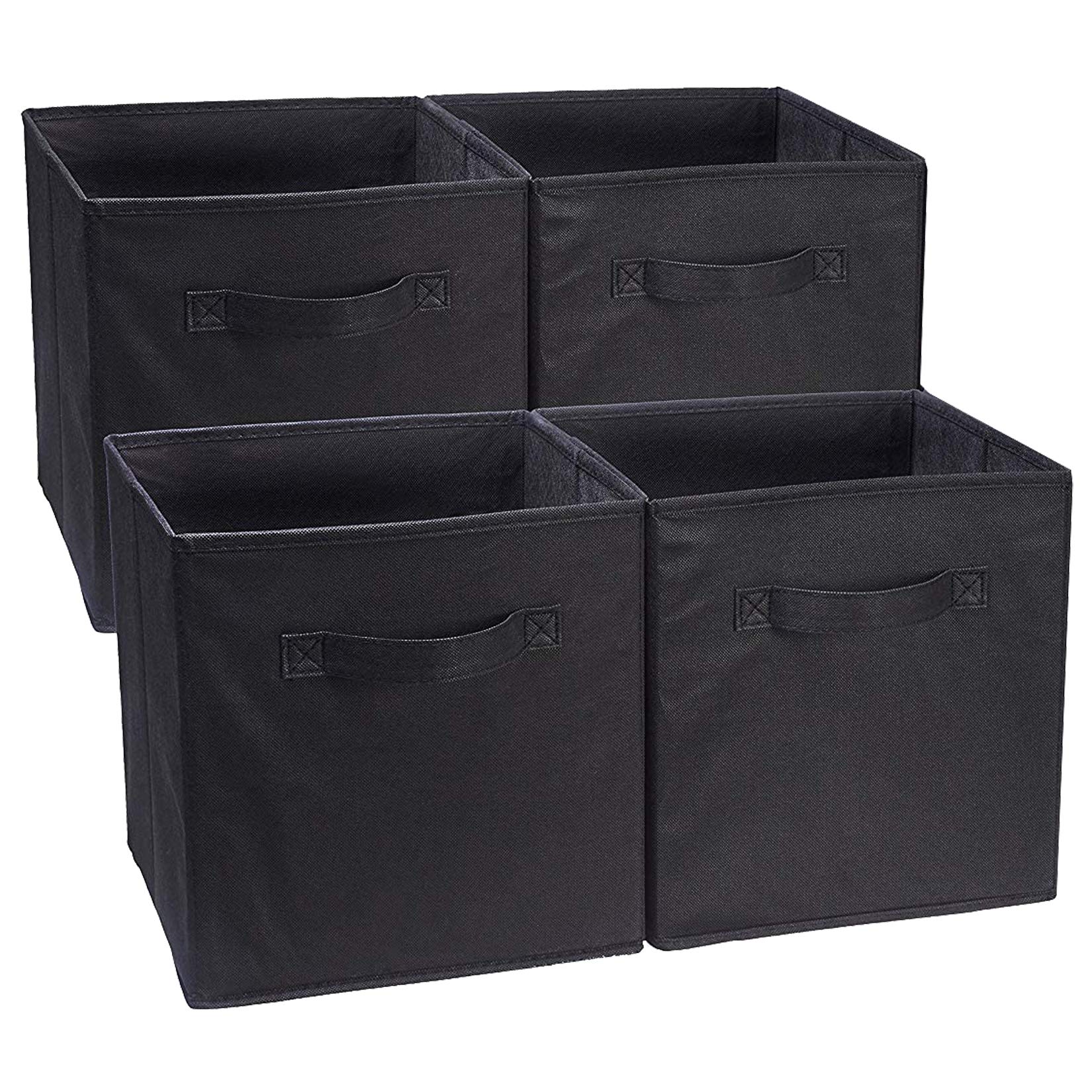JMYDecor Set of 4 Foldable Storage Cubes, Fabric Storage Organiser Cube Boxes with Handles for Home, Bedroom, Nursery Office, Playroom Toys,27 x 27 x 27 cm