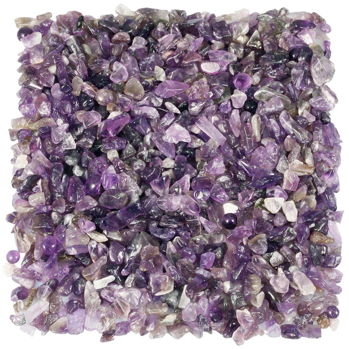 KYEYGWO Amethyst Tumbled Chips Crushed Natural Stone for Decoration, Crystal Quartz Gravel Garden Decorative Stones 1 Pound(460 Gram)