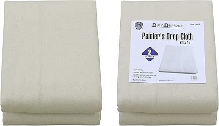 Pack Of 2 Drop Cloth Cotton Canvas Tarp 9x12 Finished Size For