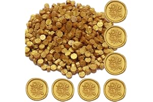 ONWINPOR Gold Wax Seal Beads, 400Pcs Sealing Wax Beads, Octagon Wax Sealing Beads, Gold Sealing Wax Beads Set for Wax Seal Stamp, Letter Sealing (Gold)