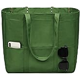 Arkefi Canvas Tote Bag For Women Large Everything Bag with Pockets and Laptop Sleeve Utility Work Tote