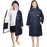 SUN CUBE Swim Parka Boy Girl, Kids Unisex Hooded Changing Robe with Sherpa Lining for Swimming, Surfing, Water Sports