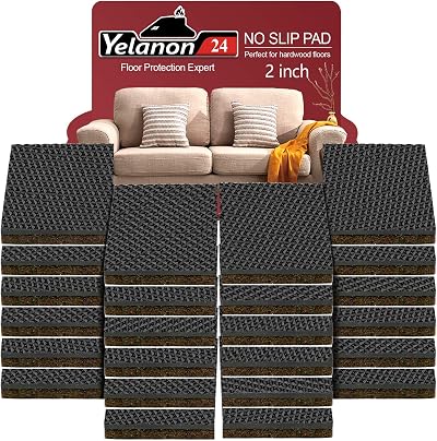 Yelanon Non Slip Furniture Pads 24 Pcs 50mm Self Adhesive Rubber Feet