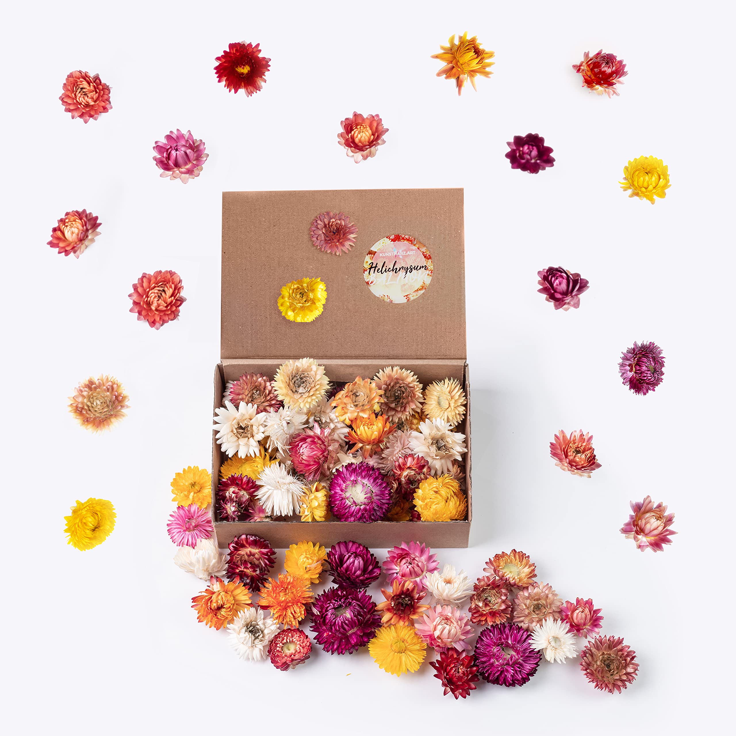 Kunstharz.Art Dried flowers as a country house style decorative bouquet and for wreath crafts (mix straw flowers)